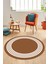 Dijital Kaymaz Taban Yıkanabilir Klasik Çerçeveli Yuvarlak Mutfak Salon Halısı, Y-Çerçeveli-07-Kahve, 3