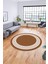 Dijital Kaymaz Taban Yıkanabilir Klasik Çerçeveli Yuvarlak Mutfak Salon Halısı, Y-Çerçeveli-07-Kahve, 5