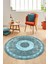 Sade Tasarım Çerçeve Desen Modern Yıkanabilir Mutfak Yuvarlak Salon Halısı, Y-Çerçeveli-12-Mavi, 2
