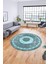 Sade Tasarım Çerçeve Desen Modern Yıkanabilir Mutfak Yuvarlak Salon Halısı, Y-Çerçeveli-12-Mavi, 4