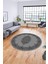 Klasik Çerçeve Desenli Yıkanabilir Kaymaz Yolluk Mutfak Yuvarlak Salon Halısı, Y-Çerçeveli-22-Gri, 2