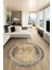 Sade Çerçeve Desen Modern Yıkanabilir Yolluk Mutfak Yuvarlak Salon Halısı, Y-Çerçeveli-14-Krem, 1