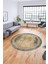 Sade Çerçeve Desen Modern Yıkanabilir Yolluk Mutfak Yuvarlak Salon Halısı, Y-Çerçeveli-14-Krem, 4