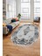 Klasik Çerçeve Desen Modern Yıkanabilir Yolluk Mutfak Oval Salon Halısı, O-Çerçeveli-19-Gri, 3