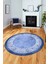 Şık Tasarım Yıkanabilir Kaymaz Taban Çerçeveli Yuvarlak Mutfak Salon Halısı, Y-Çerçeveli-36-Mavi, 1