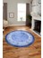 Şık Tasarım Yıkanabilir Kaymaz Taban Çerçeveli Yuvarlak Mutfak Salon Halısı, Y-Çerçeveli-36-Mavi, 4