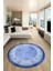 Şık Tasarım Yıkanabilir Kaymaz Taban Çerçeveli Yuvarlak Mutfak Salon Halısı, Y-Çerçeveli-36-Mavi, 5