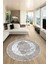 Dijital Kaymaz Yıkanabilir Modern Çerçeveli Yuvarlak Mutfak Salon Halısı, Y-Çerçeveli-04-Kahve, 2