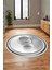 Modern Çerçeve Desen Yıkanabilir Kaymaz Yolluk Mutfak Yuvarlak Salon Halısı, Y-Çerçeveli-24-Gri, 4