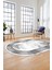 Şık Motifli Çerçeve Desen Modern Yıkanabilir Yolluk Mutfak Oval Salon Halısı, O-Çerçeveli-13-Gri, 1