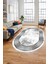 Şık Motifli Çerçeve Desen Modern Yıkanabilir Yolluk Mutfak Oval Salon Halısı, O-Çerçeveli-13-Gri, 4