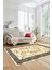 Mermer Çerçeve Desenli Modern Yıkanabilir Yolluk Mutfak Salon Halısı, Çerçeveli-17-Bej, 2