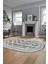 Etnik Çerçeve Desen Modern Yıkanabilir Yolluk Mutfak Oval Salon Halısı, O-Çerçeveli-20-Gri, 2