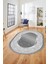 Çiçekli Tasarım Yıkanabilir Kaymaz Taban Çerçeveli Oval Mutfak Salon Halısı, O-Çerçeveli-37-Gri, 4