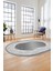 Çiçekli Tasarım Yıkanabilir Kaymaz Taban Çerçeveli Oval Mutfak Salon Halısı, O-Çerçeveli-37-Gri, 5