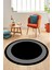 Dijital Kaymaz Yıkanabilir Modern Sade Çerçeveli Yuvarlak Yolluk Salon Halısı, Y-Çerçeveli-45-Siyah, 4