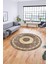 Sade Tasarım Çerçeve Desen Modern Yıkanabilir Mutfak Yuvarlak Salon Halısı, Y-Çerçeveli-12-Kahve, 4