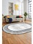 Yeni Tasarım Çerçeve Desenli Modern Yıkanabilir Mutfak Oval Salon Halısı, O-Çerçeveli-09-Gri, 5