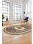 Sade Tasarım Çerçeve Desenli Modern Yıkanabilir Mutfak Oval Salon Halısı, O-Çerçeveli-12-Kahve, 1