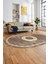 Sade Tasarım Çerçeve Desenli Modern Yıkanabilir Mutfak Oval Salon Halısı, O-Çerçeveli-12-Kahve, 5