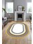Dijital Kaymaz Yıkanabilir Çerçeveli Şık Tasarım Oval Mutfak Salon Halısı, O-Çerçeveli-03-Gold, 3