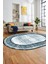 Yeni Tasarım Çerçeve Desenli Modern Yıkanabilir Mutfak Oval Salon Halısı, O-Çerçeveli-09-Turkuaz, 5