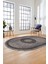 Sade Tasarım Çerçeve Desenli Modern Yıkanabilir Mutfak Oval Salon Halısı, O-Çerçeveli-12-Gri, 1