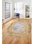 Dijital Kaymaz Taban Yıkanabilir Çerçeveli Oval Mutfak Salon Halısı, O-Çerçeveli-05-Gold, 1