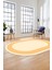 Dijital Kaymaz Taban Yıkanabilir Klasik Çerçeveli Oval Mutfak Salon Halısı, O-Çerçeveli-07-Krem, 2