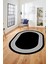 Dijital Kaymaz Taban Yıkanabilir Klasik Çerçeveli Oval Mutfak Salon Halısı, O-Çerçeveli-07-Siyah, 1