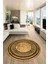 Dijital Kaymaz Yıkanabilir Çerçeveli Yolluk Mutfak Yuvarlak Salon Halısı, Y-Çerçeveli-08-Bej, 2