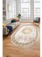 Sade Tasarım Çerçeve Desenli Modern Yıkanabilir Mutfak Oval Salon Halısı, O-Çerçeveli-12-Krem, 4