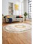 Sade Tasarım Çerçeve Desenli Modern Yıkanabilir Mutfak Oval Salon Halısı, O-Çerçeveli-12-Krem, 5