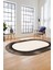 Klasik Tasarım Çerçeve Desenli Modern Yıkanabilir Mutfak Oval Salon Halısı, O-Çerçeveli-11-Kahve, 1