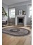 Sade Tasarım Çerçeve Desenli Modern Yıkanabilir Mutfak Oval Salon Halısı, O-Çerçeveli-12-Gri, 3