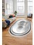 Modern Çerçeve Desen Yıkanabilir Kaymaz Yolluk Mutfak Oval Salon Halısı, O-Çerçeveli-24-Gri, 2