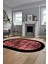 Iskandinav Çerçeve Desen Modern Yıkanabilir Yolluk Mutfak Oval Salon Halısı, O-Çerçeveli-16-Kırmızı, 2