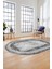 Sade Motifli Çerçeve Desen Modern Yıkanabilir Yolluk Mutfak Oval Salon Halısı, O-Çerçeveli-14-Gri, 1