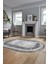 Sade Motifli Çerçeve Desen Modern Yıkanabilir Yolluk Mutfak Oval Salon Halısı, O-Çerçeveli-14-Gri, 3