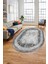 Sade Motifli Çerçeve Desen Modern Yıkanabilir Yolluk Mutfak Oval Salon Halısı, O-Çerçeveli-14-Gri, 4