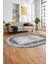 Sade Motifli Çerçeve Desen Modern Yıkanabilir Yolluk Mutfak Oval Salon Halısı, O-Çerçeveli-14-Gri, 5