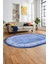 Yeni Şık Tasarım Yıkanabilir Kaymaz Taban Çerçeveli Oval Mutfak Salon Halısı, O-Çerçeveli-36-Mavi, 1