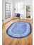 Yeni Şık Tasarım Yıkanabilir Kaymaz Taban Çerçeveli Oval Mutfak Salon Halısı, O-Çerçeveli-36-Mavi, 4