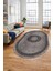 Sade Tasarım Çerçeve Desenli Modern Yıkanabilir Mutfak Oval Salon Halısı, O-Çerçeveli-12-Gri, 4