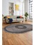 Sade Tasarım Çerçeve Desenli Modern Yıkanabilir Mutfak Oval Salon Halısı, O-Çerçeveli-12-Gri, 5
