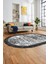 Iskandinav Çerçeve Desen Modern Yıkanabilir Yolluk Mutfak Oval Salon Halısı, O-Çerçeveli-16-Gri, 4