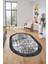 Iskandinav Çerçeve Desen Modern Yıkanabilir Yolluk Mutfak Oval Salon Halısı, O-Çerçeveli-16-Gri, 5