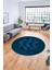 Etnik Çerçeve Desen Modern Yıkanabilir Yolluk Mutfak Yuvarlak Salon Halısı, Y-Çerçeveli-20-Mavi, 3