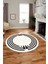 Dijital Kaymaz Yıkanabilir Modern Şık Çerçeve Yuvarlak Yolluk Salon Halısı, Y-Çerçeve-44-Krem-, 3