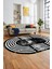 Yeni Tarz Çerçeve Desen Modern Yıkanabilir Yolluk Mutfak Oval Salon Halısı, O-Çerçeveli-15-Siyah, 4